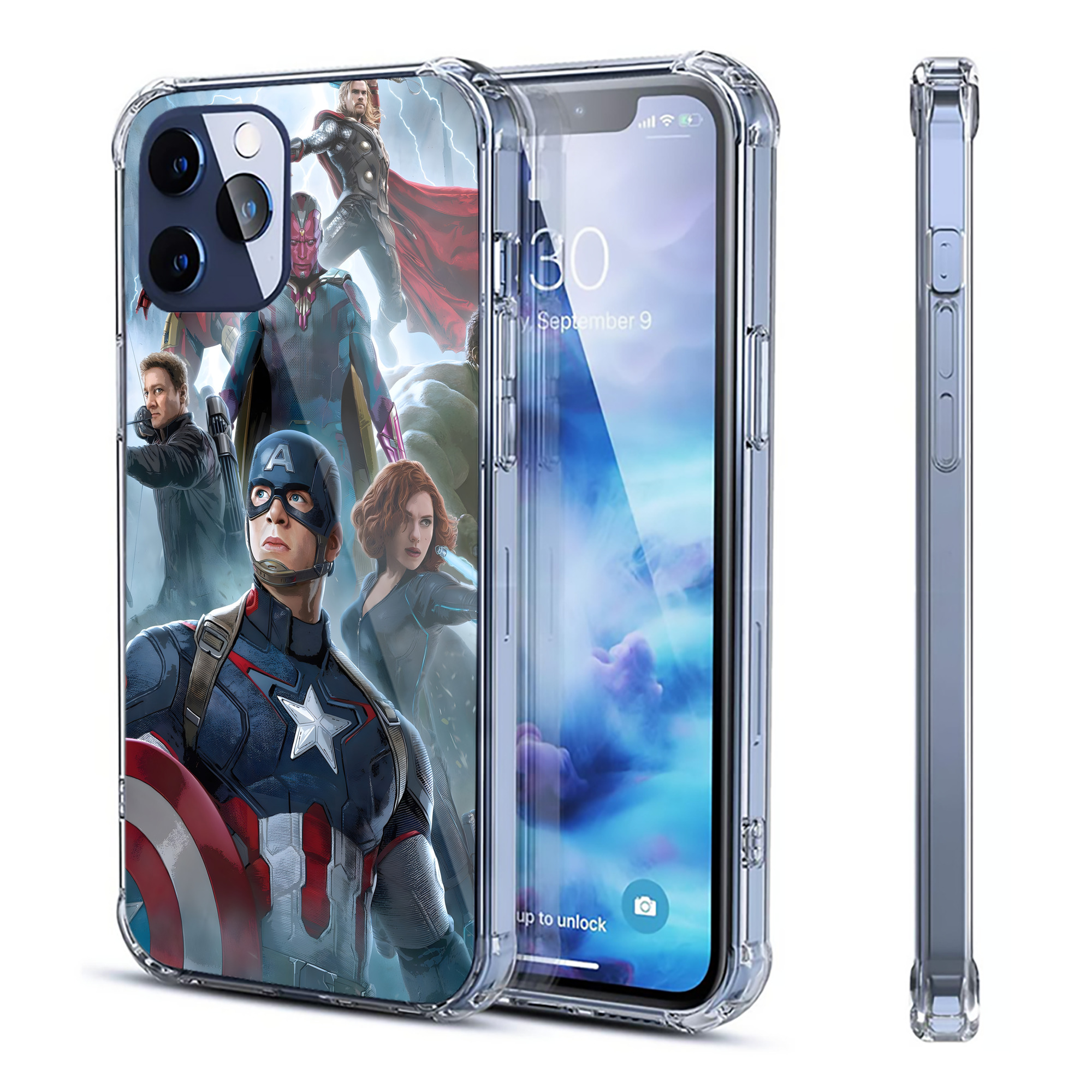 （画像用） アベンジャーズ The Avengers 【iPhone 12シリーズ対応】透明スマホケース（クリアソフトケース）